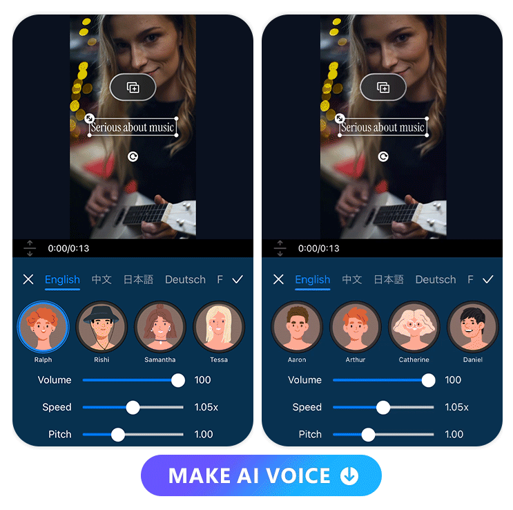 support languages and voices of PowerDirector's text to speech feature